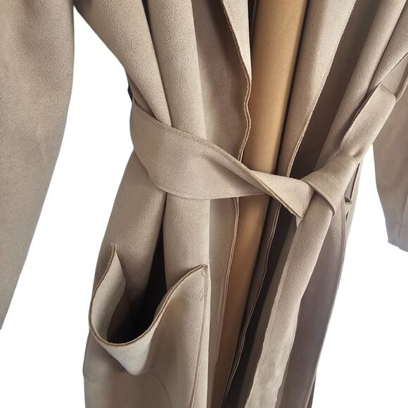 T Tahari Coat T Tahari Jacket Faux Leather Jacket Women XL Tan Belted Jacket - Picture 6 of 10